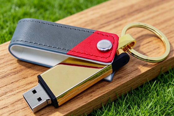 Mac OS Compatible Leather USB Flash Drive Black Stock Color Custom OEM Stylish Durable Design Perfect for Corporate Gifts