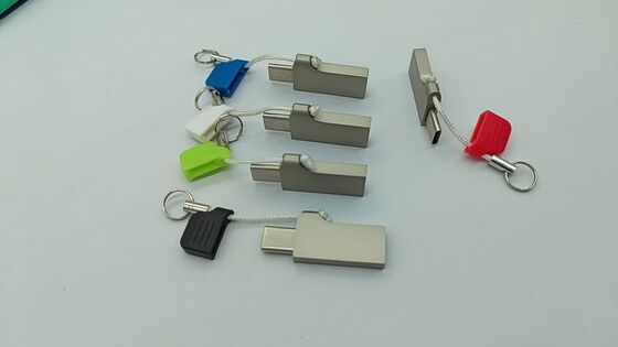 Type c usb flash drive with usb A with small chain metal cover can laser and print logo fast speed 3.2 usb and 3.1 usb 