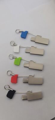 Type c usb flash drive with usb A with small chain metal cover can laser and print logo fast speed 3.2 usb and 3.1 usb 