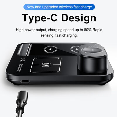 15W Fast Charging 3 in 1 Wireless Charger with Foldable Design and Magnetic Suction