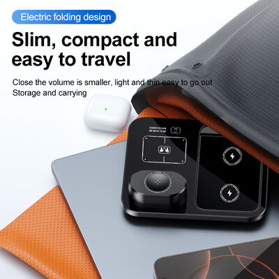 15W Fast Charging 3 in 1 Wireless Charger with Foldable Design and Magnetic Suction