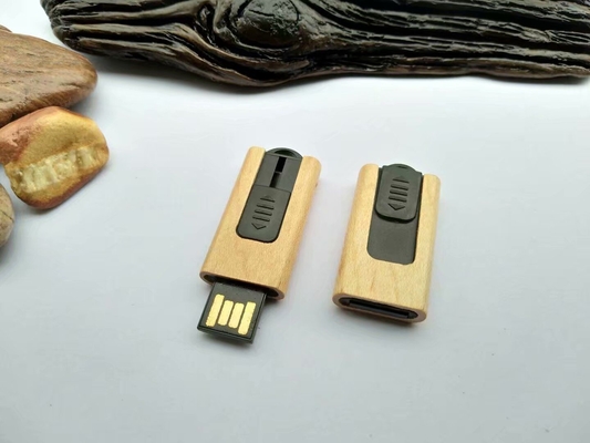 Plug Style Wooden USB Drive Maple Wooden Case Color Embossing And Print LOGO