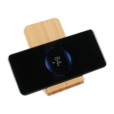 Bamboo Recyclable Vertical Mobile Phone Wireless Charger 7.5W 205KHZ