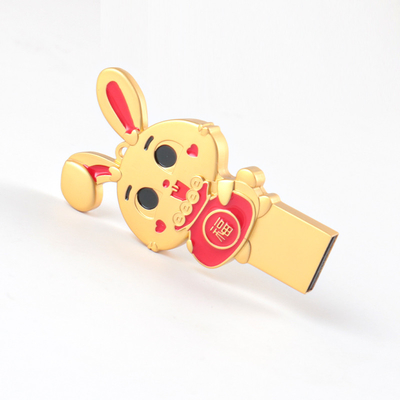 Rabbit Shaped Metal Usb Flash Drive Grade A Chip 128GB 80MB/S European Standard