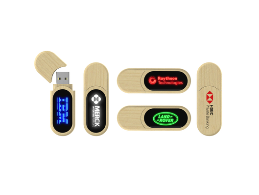 LED Light Wooden USB Flash Drive Fast Speed When Usb Reading At Computer Will Shiny