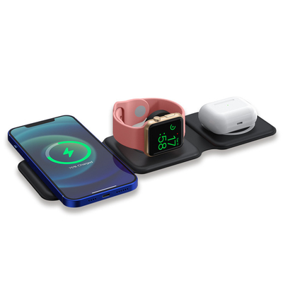 Magnetic Foldable Fast Wireless Charging Pad 3 In 1 15W 10W 7.5W 5W