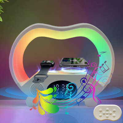 15W Fast Charging Speaker Wireless Charger with Colored Lights and Bluetooth ABS Material
