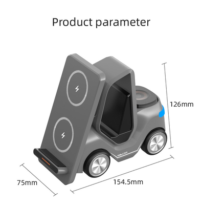 Gray Wireless Charging Station Car Shape Night Light 15w Output Voltage DC5V/1.2A