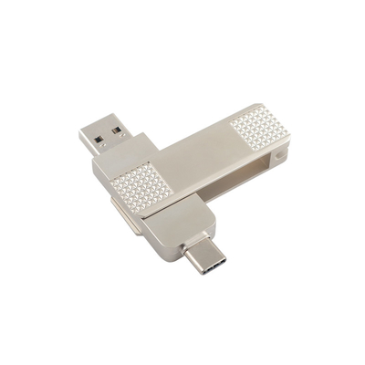 Silver Type C Metal USB Flash Drives Can 360 Degree Rotation With Password Protection