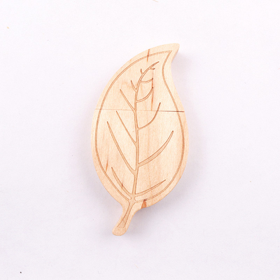15MB/S 32GB 128GB Wooden USB Flash Drive Leaf Shape Memory I Fast Speed