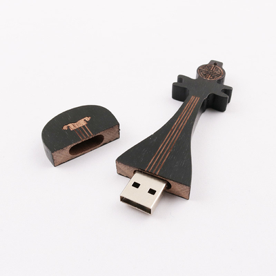 15MB/S 32GB 128GB Wooden Flash Drive Guitar Shape Memory Fast Speed