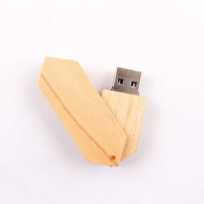 180 Degree Twist Wooden USB Flash Drive 2.0 And USB 3.0 50-100MB/S Embossing Logo