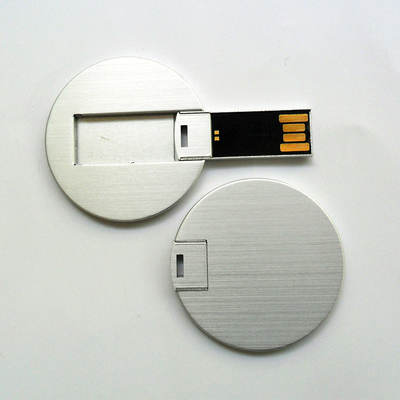 Metal Mini Round Credit Card USB Sticks UDP flash 2.0 FCC approved